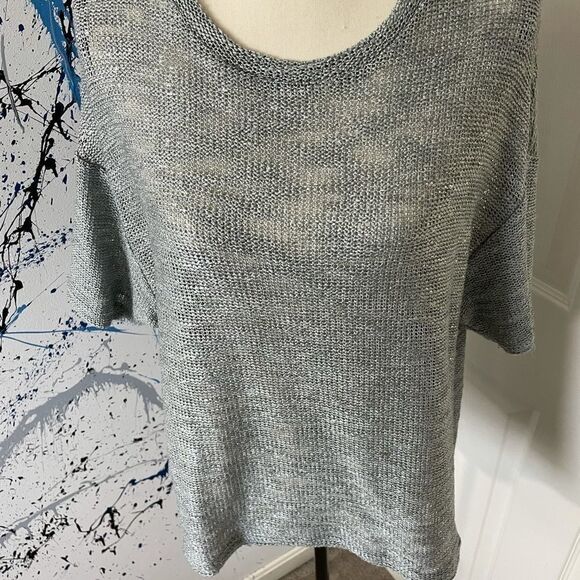 TopShop Gray metallic knitted short sleeve top, 8 - Picture 2 of 12